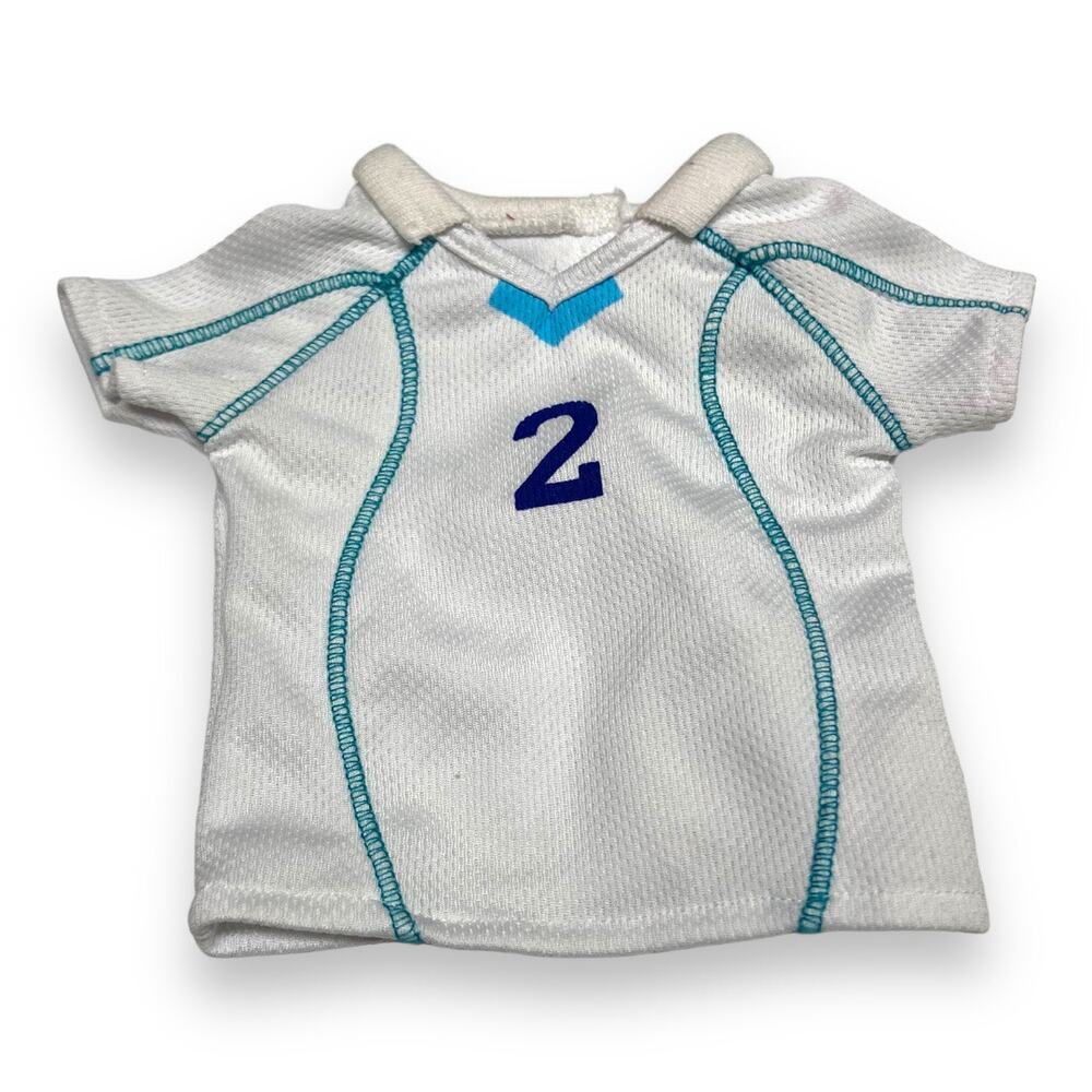American Girl Doll Two-in-One Soccer Jersey ONLY White Blue Shirt Top Just Like